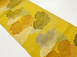 手織り紬雲に葡萄模様織出し名古屋帯